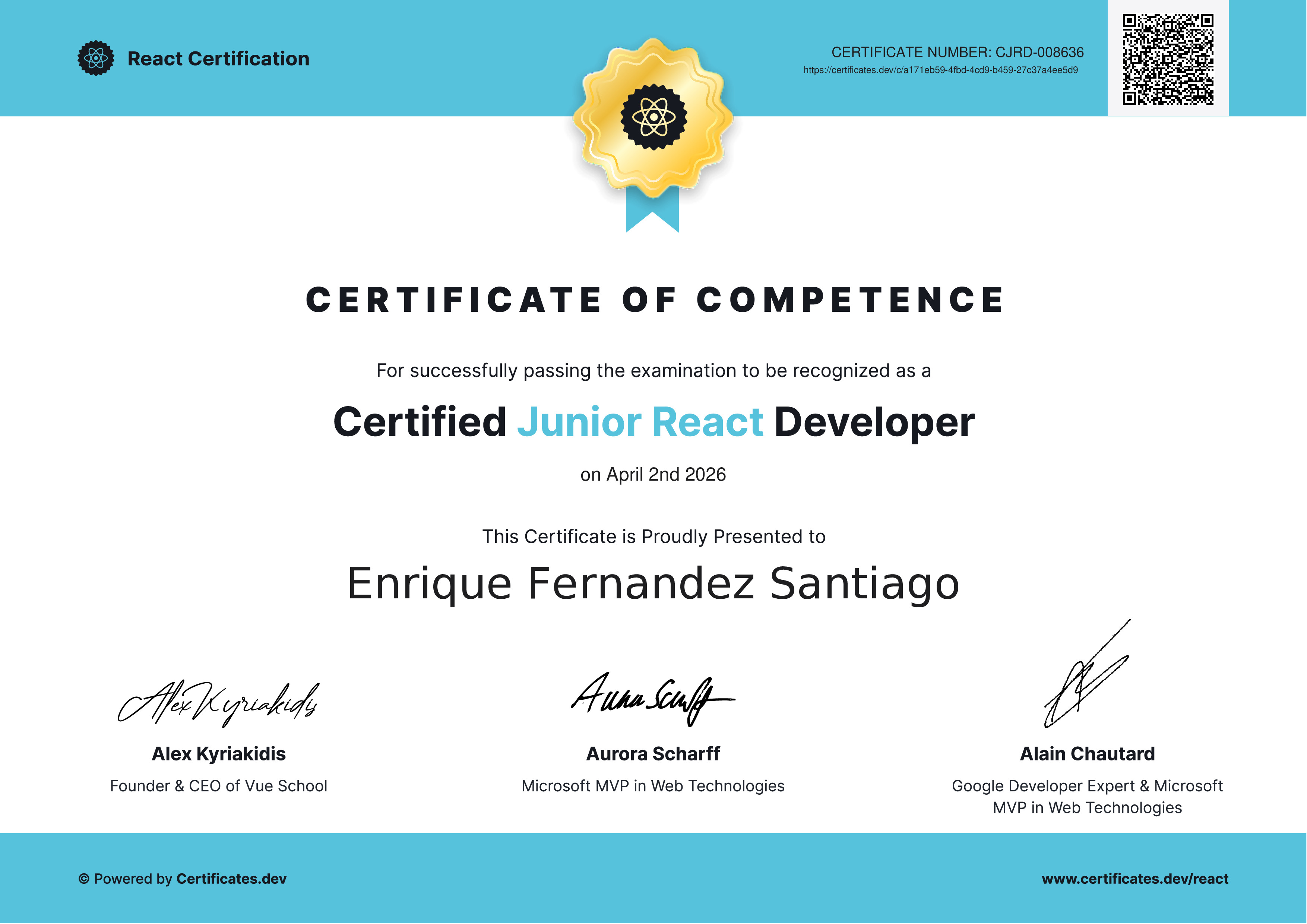 Enrique Fernández Santiago - Certified Junior React Developer ...
