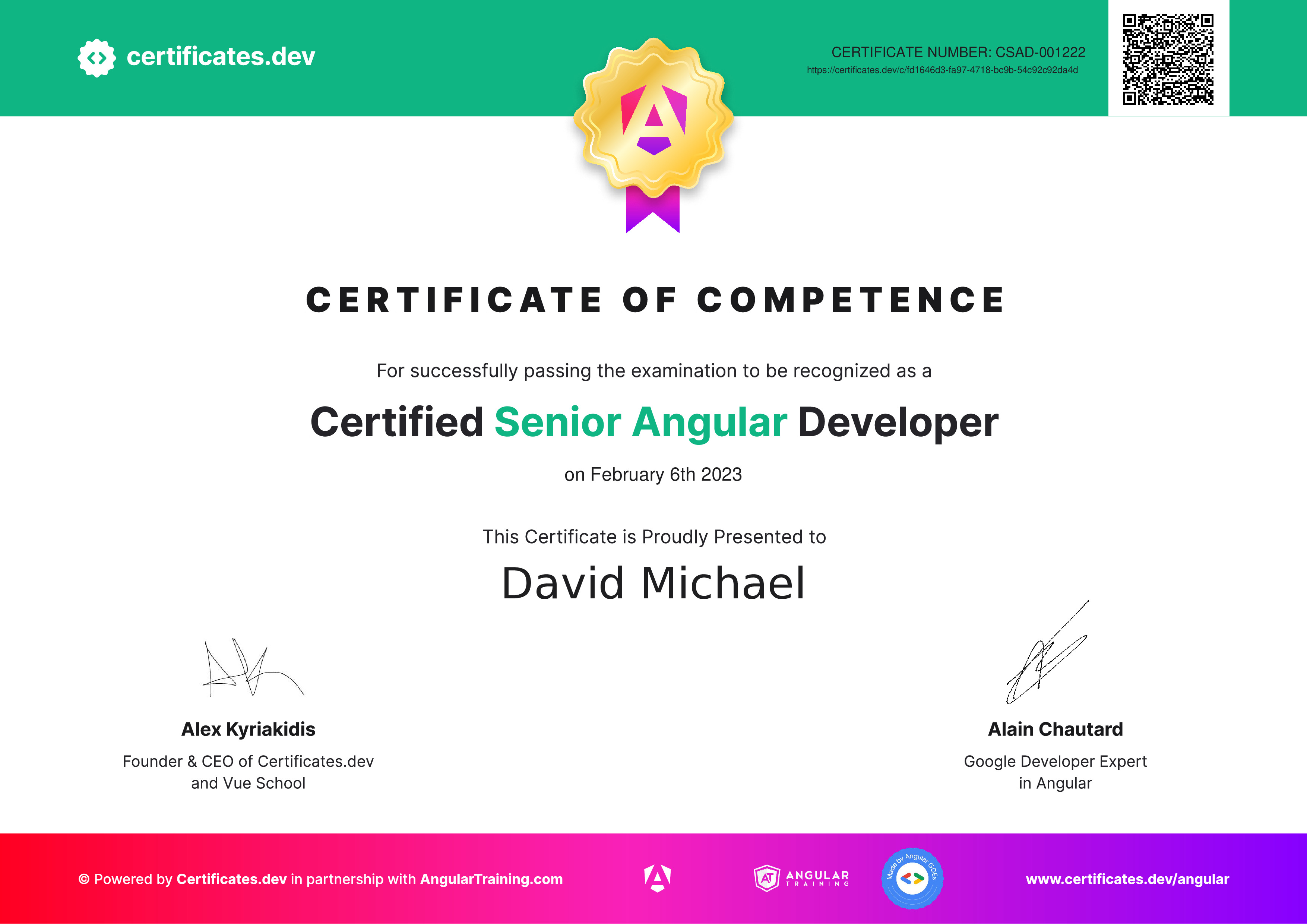 David Michael - Certified Senior Angular Developer